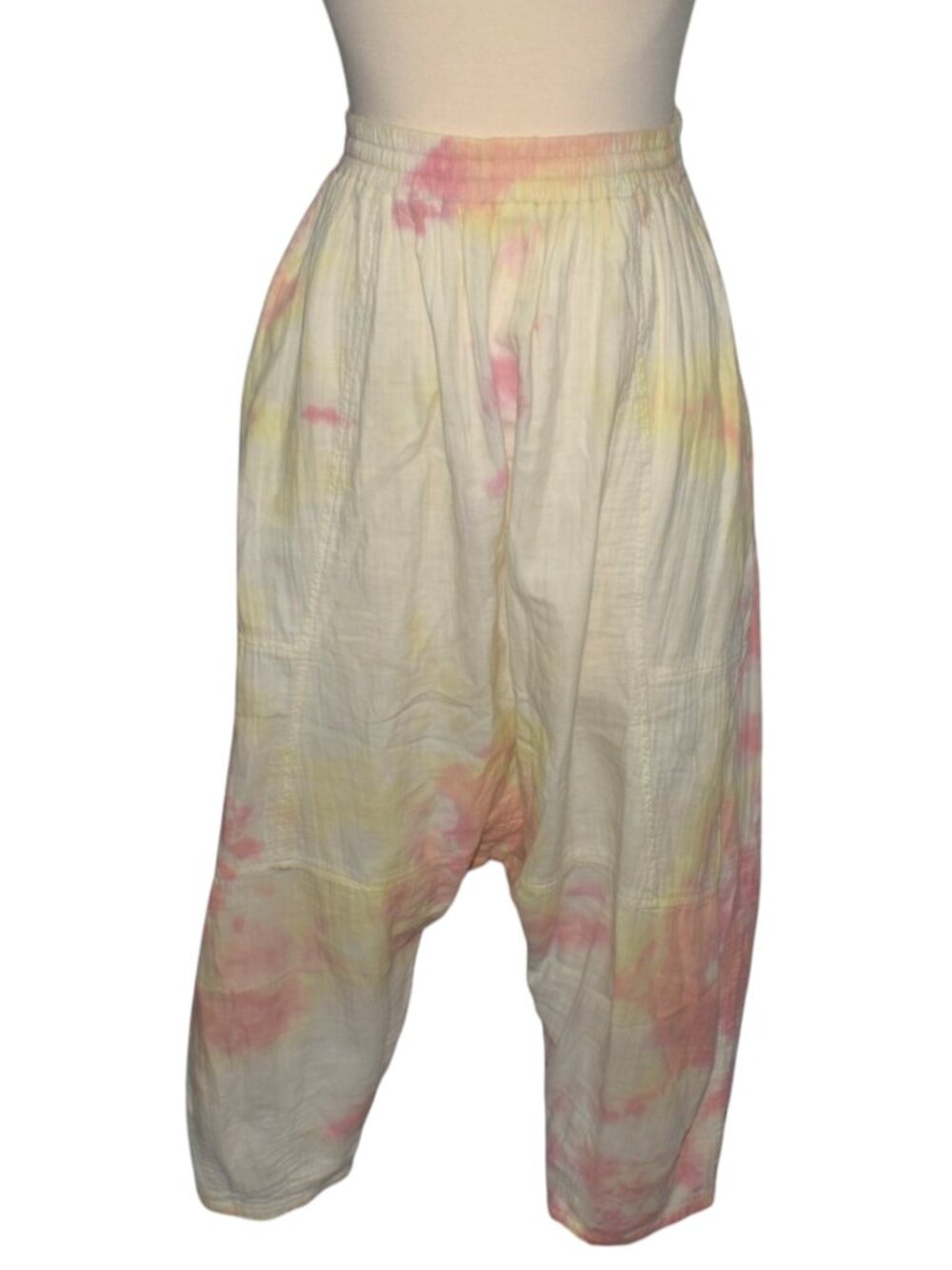 Atelier Delphine Kiko Pants Tie Dye Crinkled Cotton Drop Crotch Pockets S